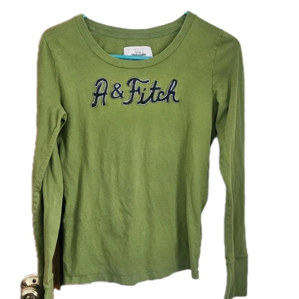 Vintage Abercrombie & Fitch Green Long Sleeve Shirt Y2K Bella Elena Baby T Style